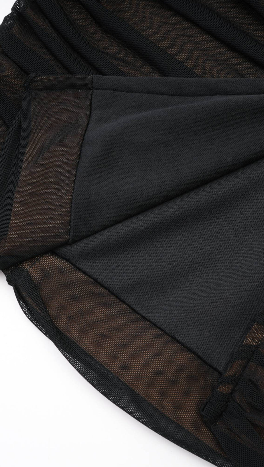 Gwenonwy – Schwarzes, gerüschtes Netzoberteil und Rock-Set 