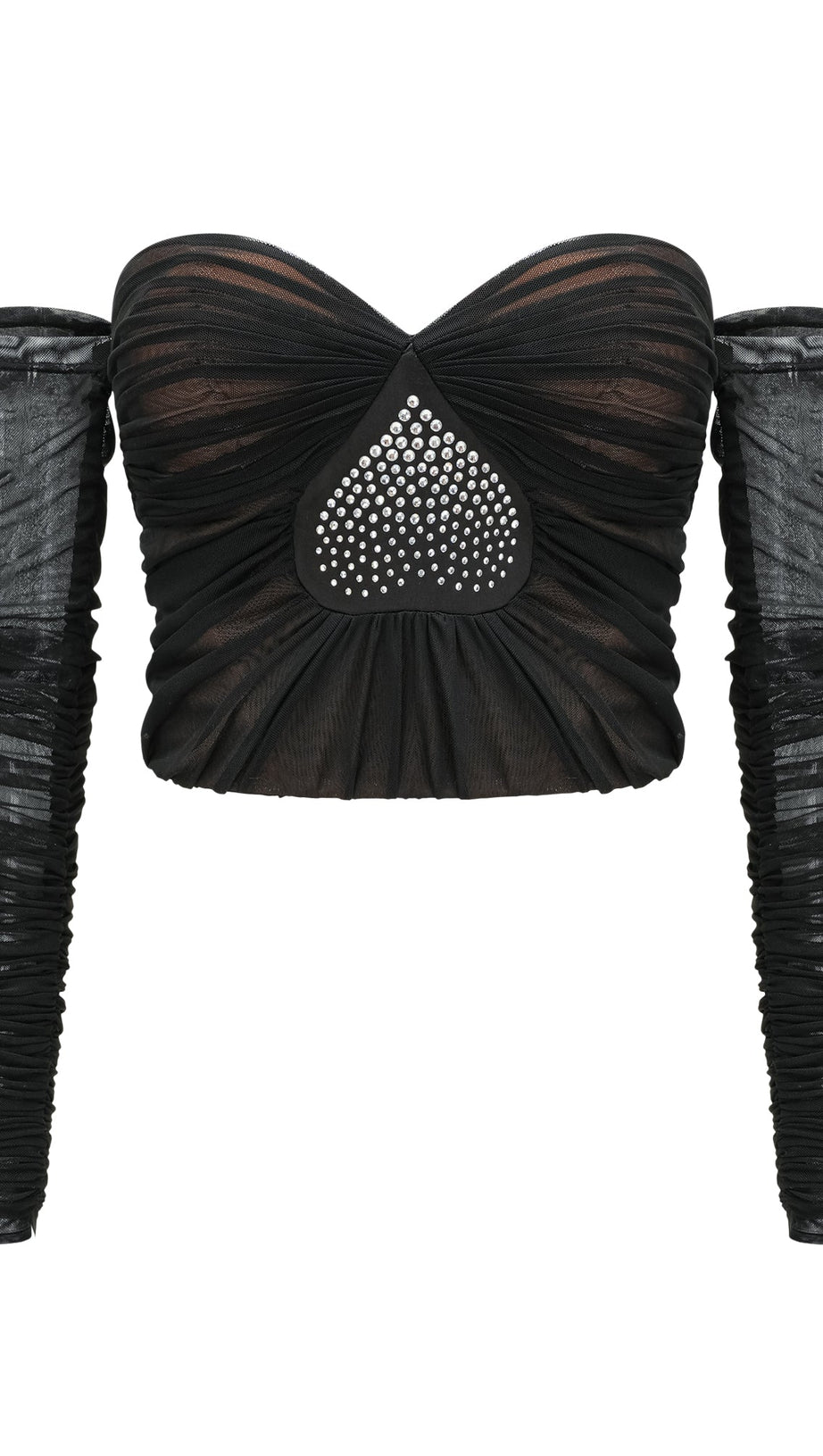 Gwenonwy – Schwarzes, gerüschtes Netzoberteil und Rock-Set 