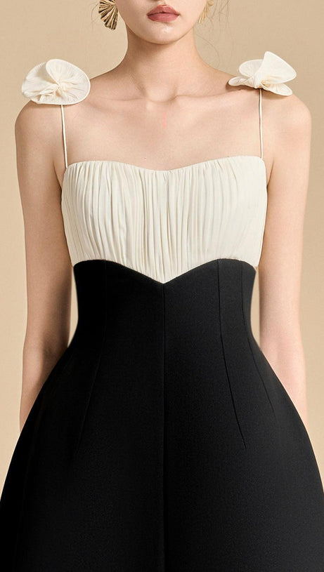 HYACINTH A-LINE SPAGHETTI STRAP POLYESTER MIDI DRESS