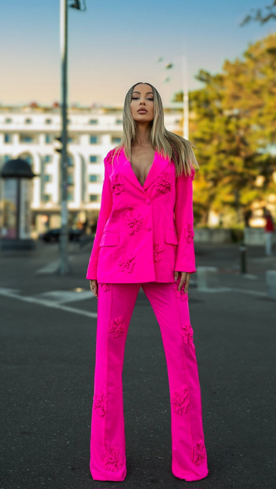 CUTEGIRLCLUB 3D FLORAL PATCHWORK BLAZER SET