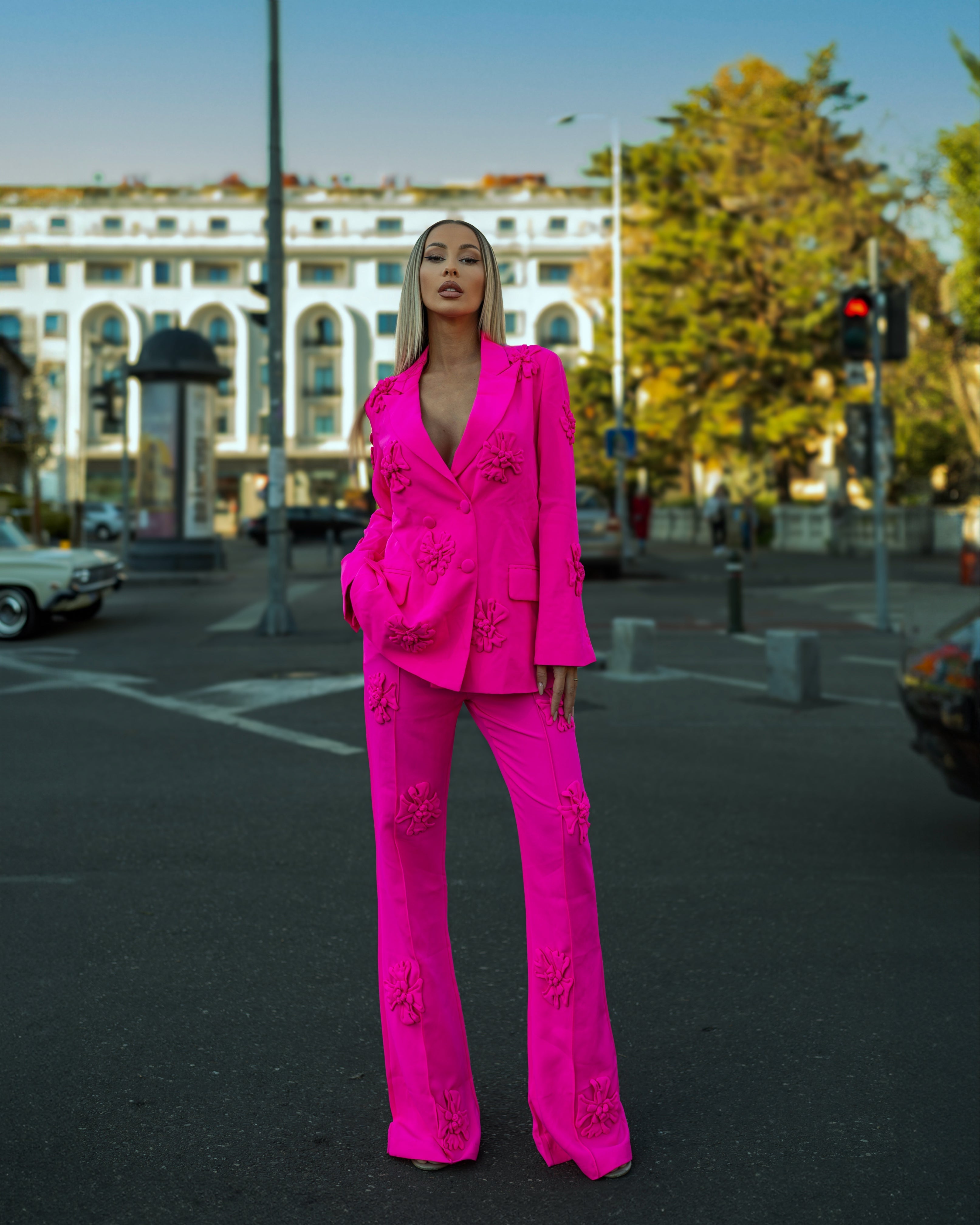 Acmefun Blazer-Set mit 3D-Blumen-Patchwork