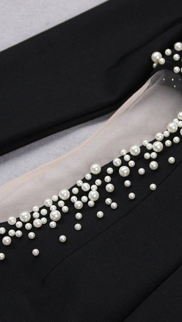 AIIZIE PEARL HOLLOW SEXY DRESS IN BLACK - product image