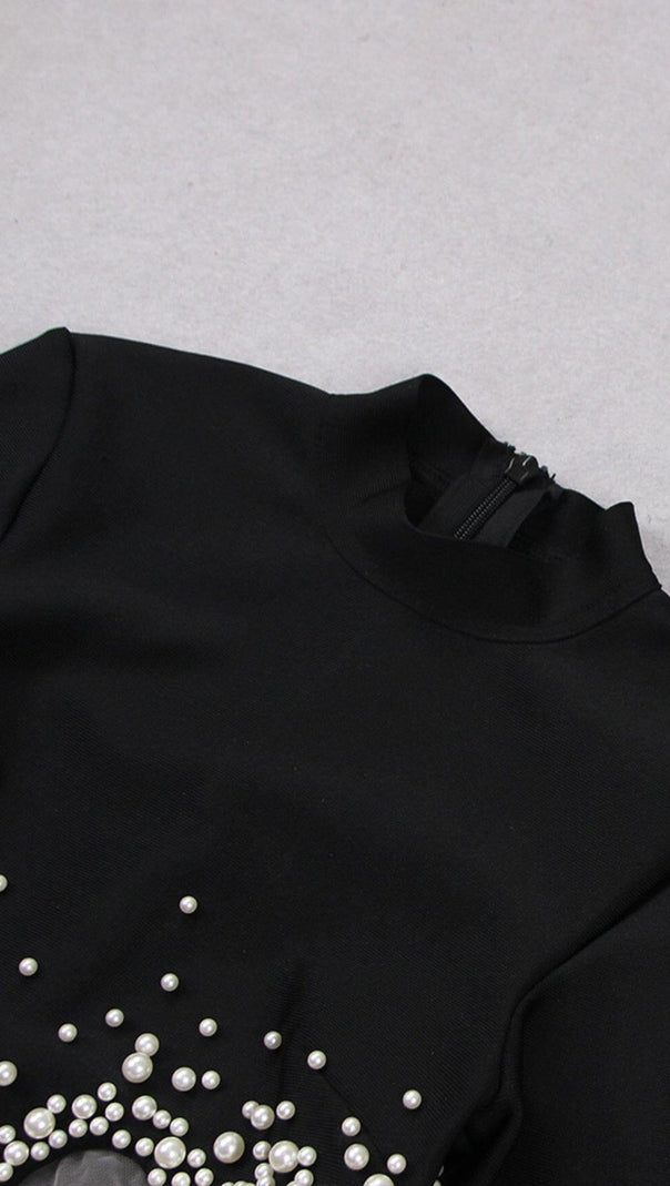AIIZIE PEARL HOLLOW SEXY DRESS IN BLACK - product image