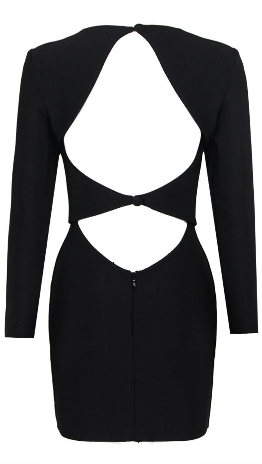 LONG SLEEVE TIGHT BACKLESS DRESS IN BLACK