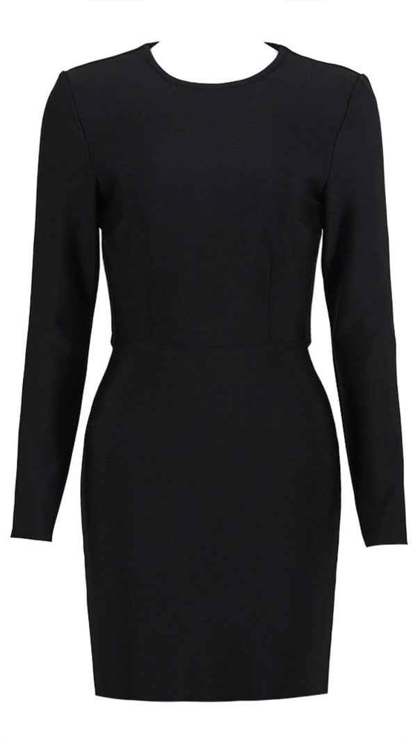 AIIZIE LONG SLEEVE TIGHT BACKLESS DRESS IN BLACK - product image