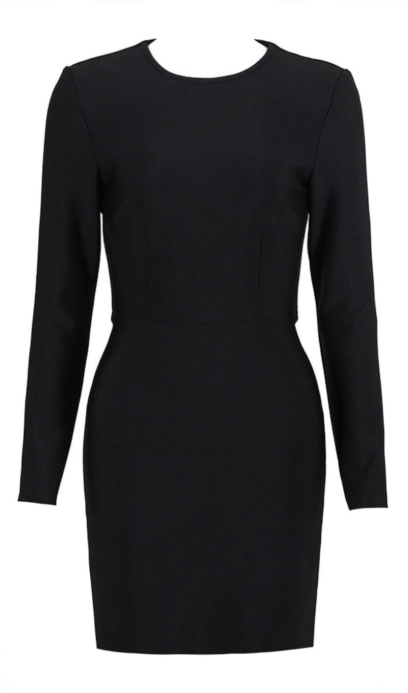 LONG SLEEVE TIGHT BACKLESS DRESS IN BLACK