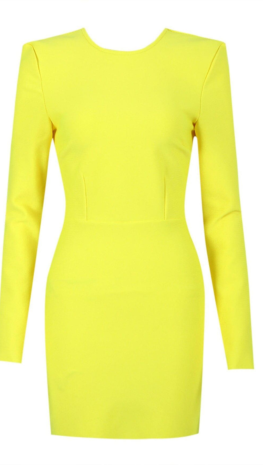 LONG SLEEVE TIGHT BACKLESS DRESS IN YELLOW