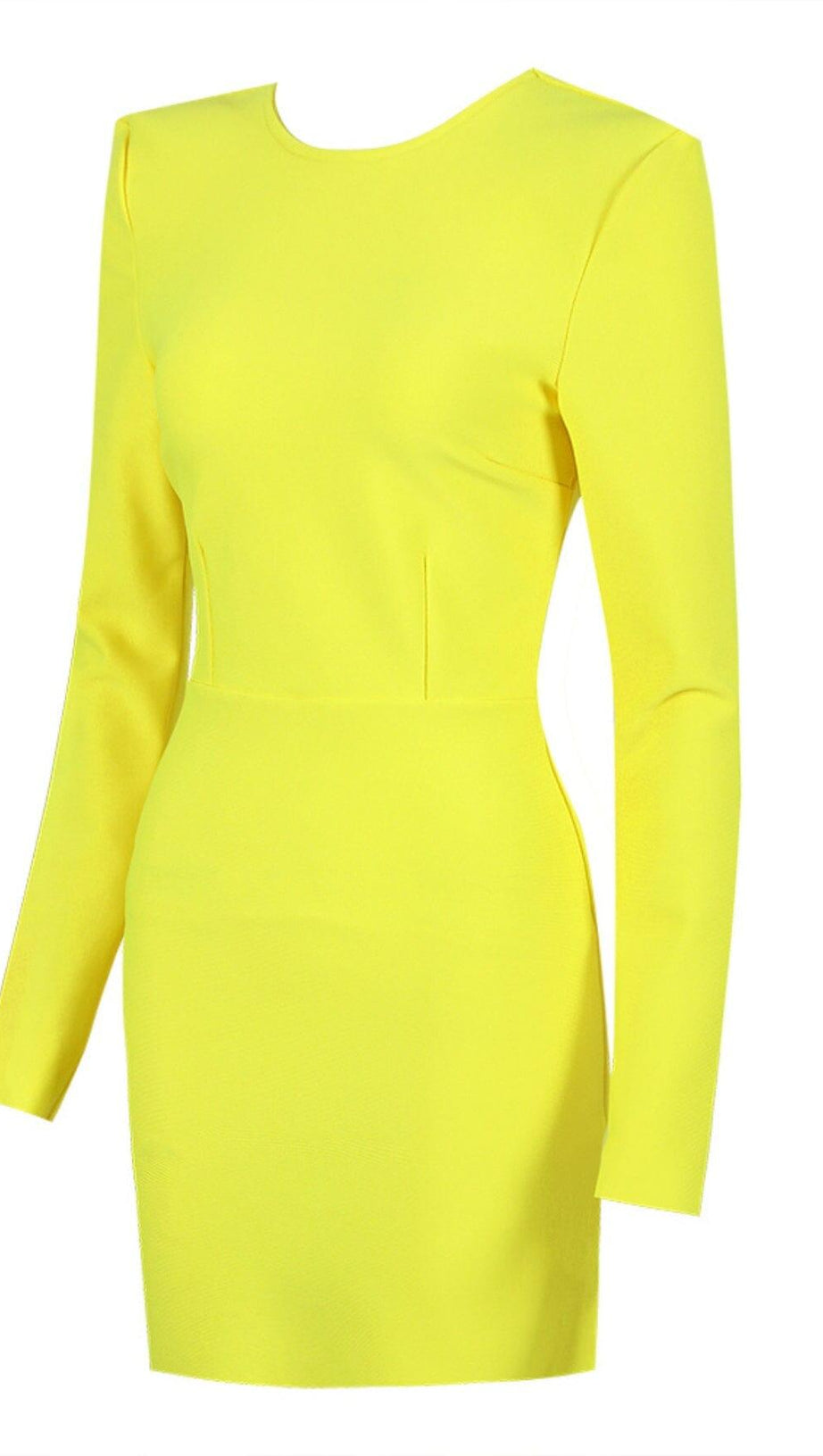 LONG SLEEVE TIGHT BACKLESS DRESS IN YELLOW