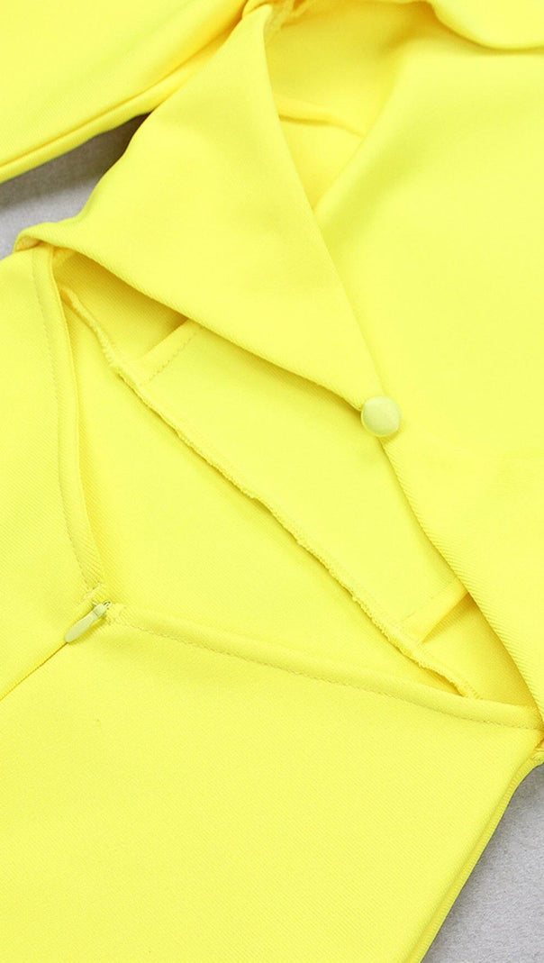 AIIZIE LONG SLEEVE TIGHT BACKLESS DRESS IN YELLOW - product image