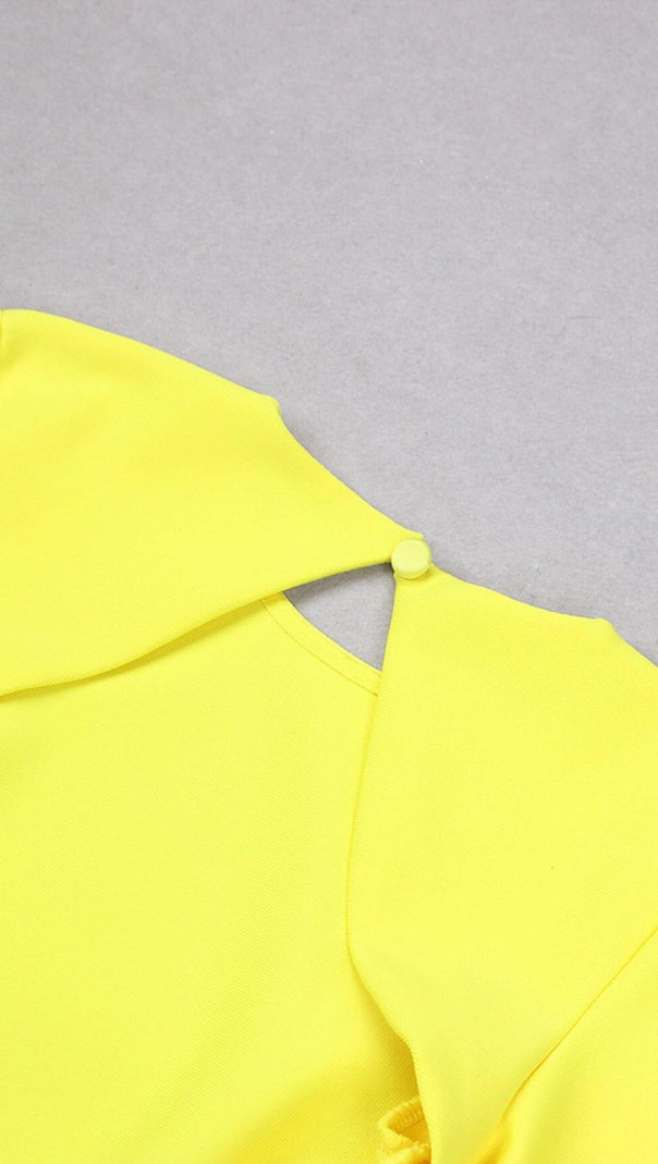 AIIZIE LONG SLEEVE TIGHT BACKLESS DRESS IN YELLOW - product image