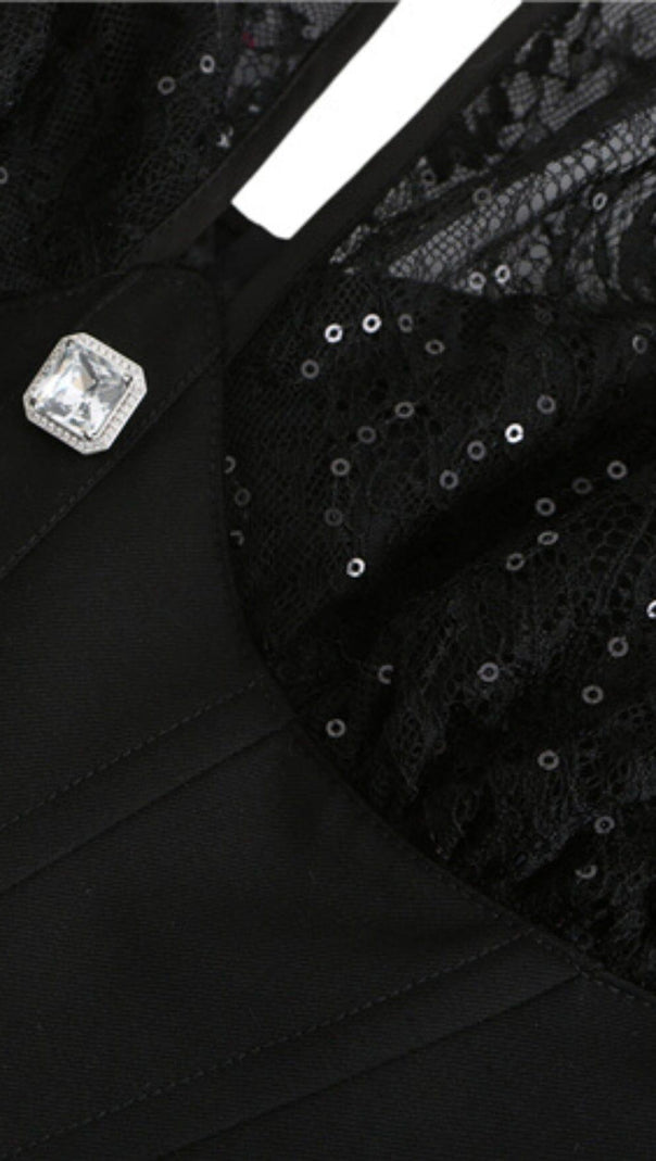AIIZIE LACE STITCHING HATERNECK TUBE TOP IN BLACK - product image