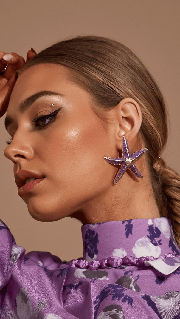AIIZIE SHEPHERD STARFISH EARRINGS IN PURPLE - product image
