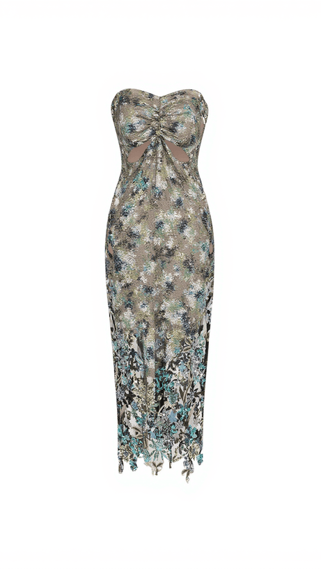 Debra – Midikleid mit bestickten Pailletten und Blumen