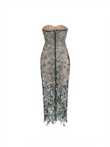 Debra Flower Embroidered Sequin Midi Dress