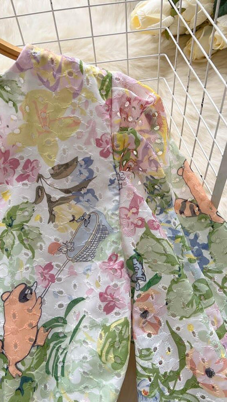 LONG PUFF SLEEVE V NECK DIAMONDS BOW RUFFLES MINI DRESS