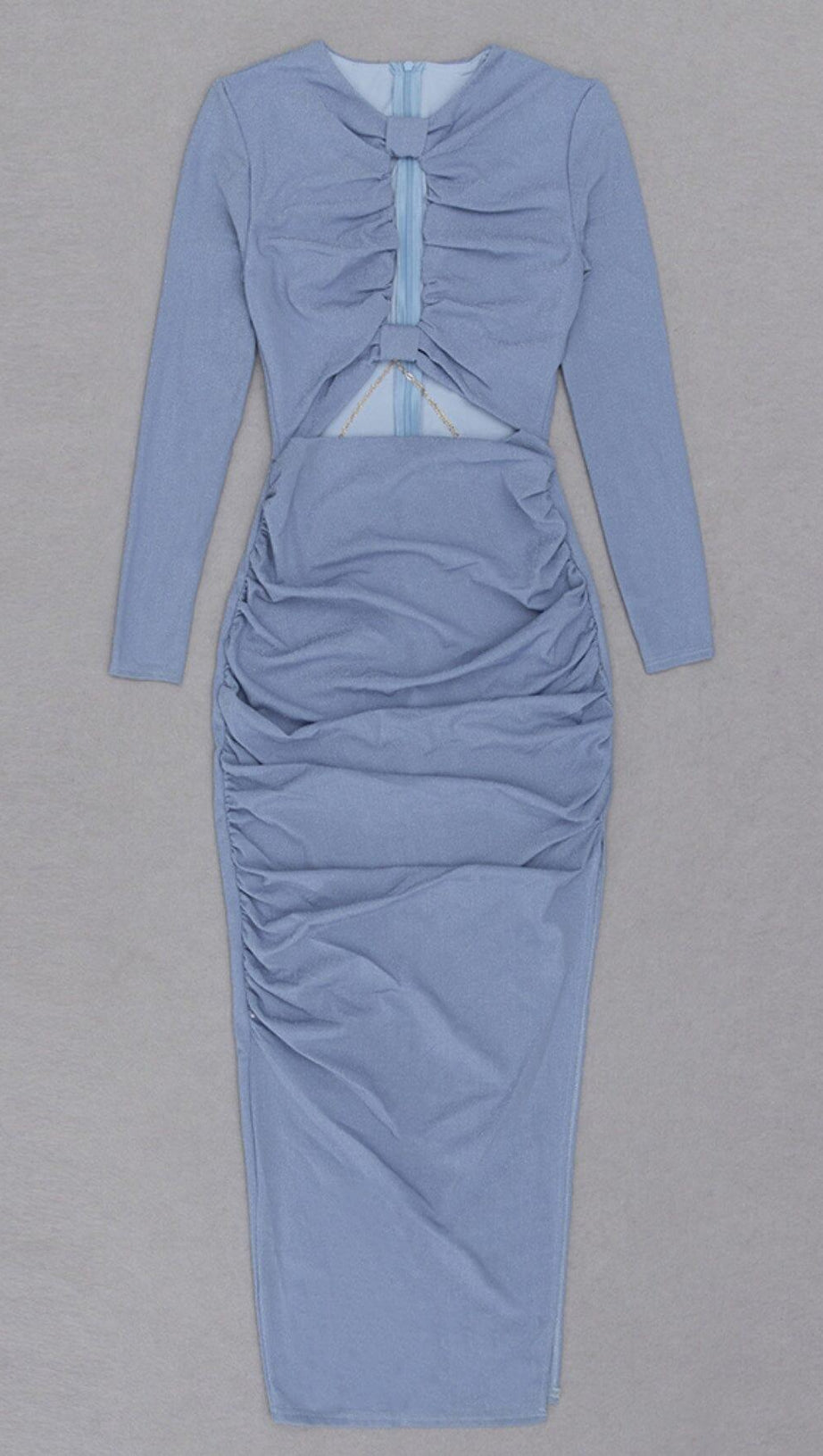 LONG SLEEVE CUTOUT SKINNY BANDAGE DRESS IN BLUE