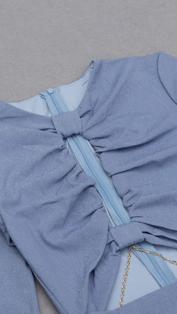 AIIZIE LONG SLEEVE CUTOUT SKINNY BANDAGE DRESS IN BLUE - product image