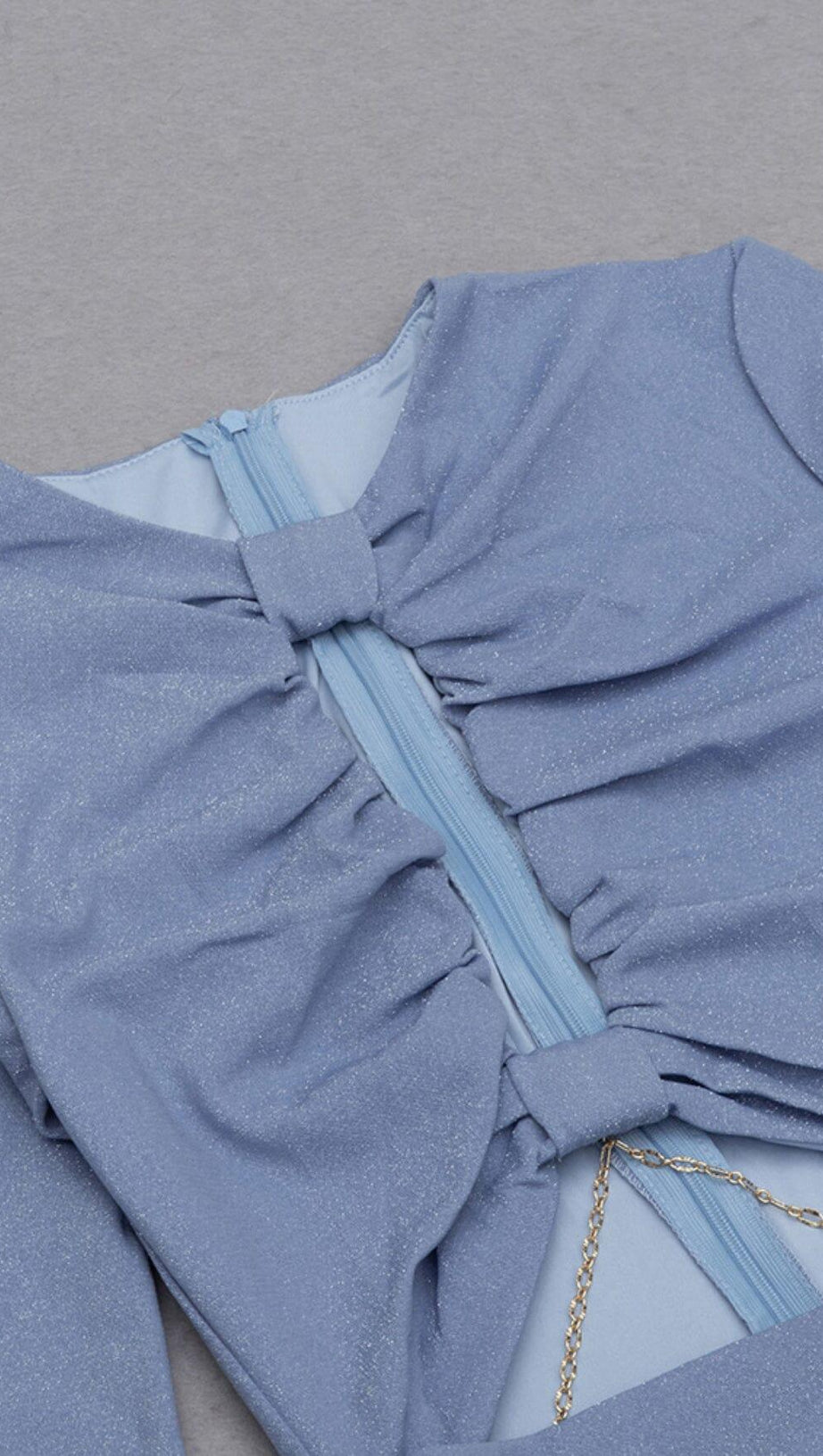 LONG SLEEVE CUTOUT SKINNY BANDAGE DRESS IN BLUE