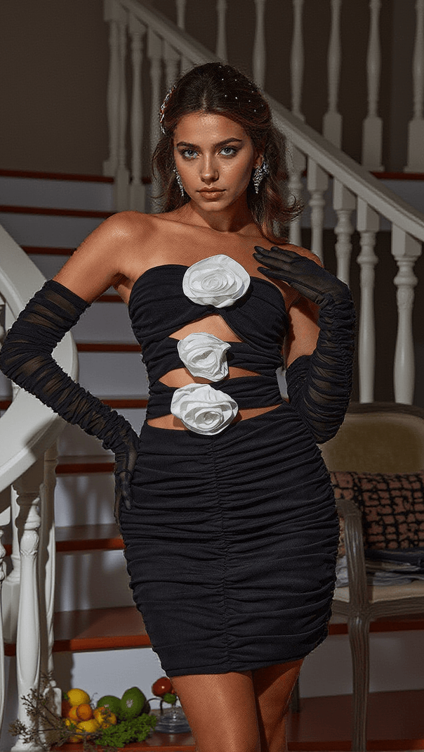AIIZIE ROMEO FLOWER CUTOUT MINI BANDAGE DRESS - product image