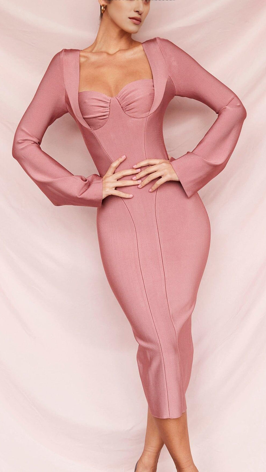 FOURSQUARE NECK TUBE TOP DRESS IN PINK