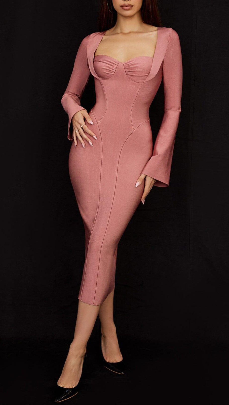 FOURSQUARE NECK TUBE TOP DRESS IN PINK