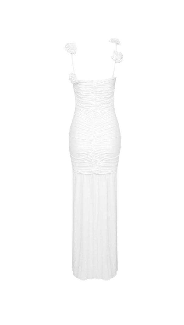 AIIZIE WHITE FLORAL SUSPENDER MAXI DRESS - product image