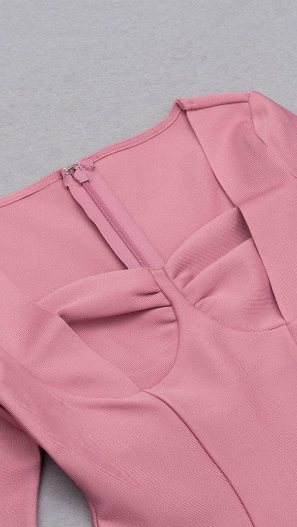 Foursquare Neck Tube Top Dress in Pink