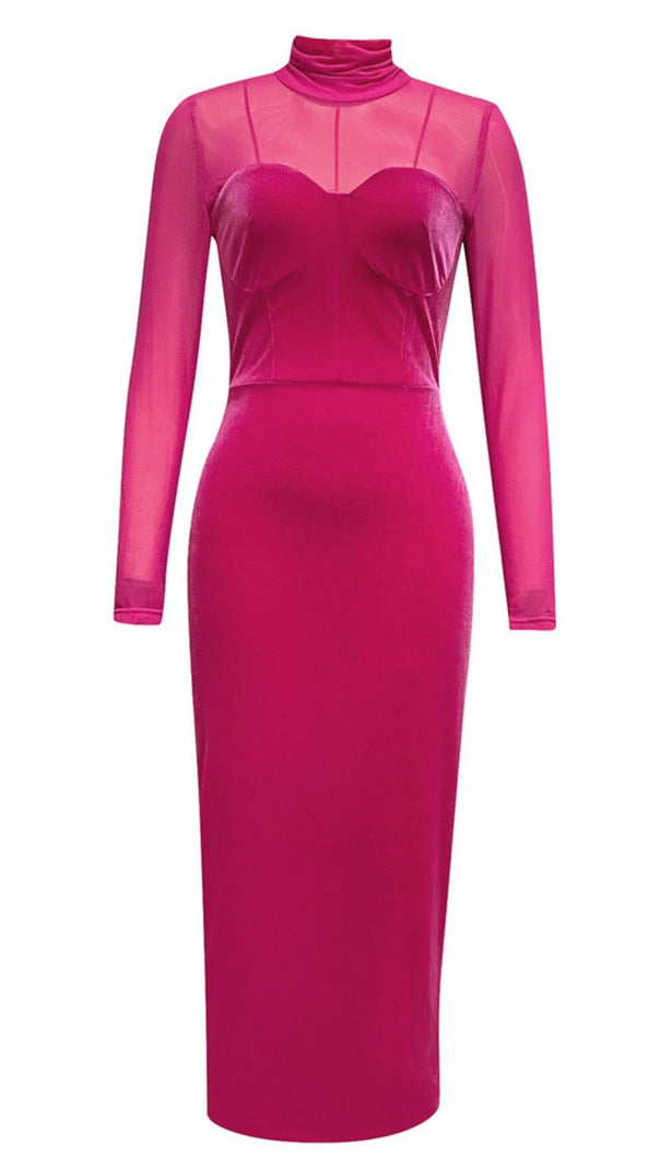 AIIZIE LONG SLEEVED SHEATH DRESS IN ROSE RED - product image