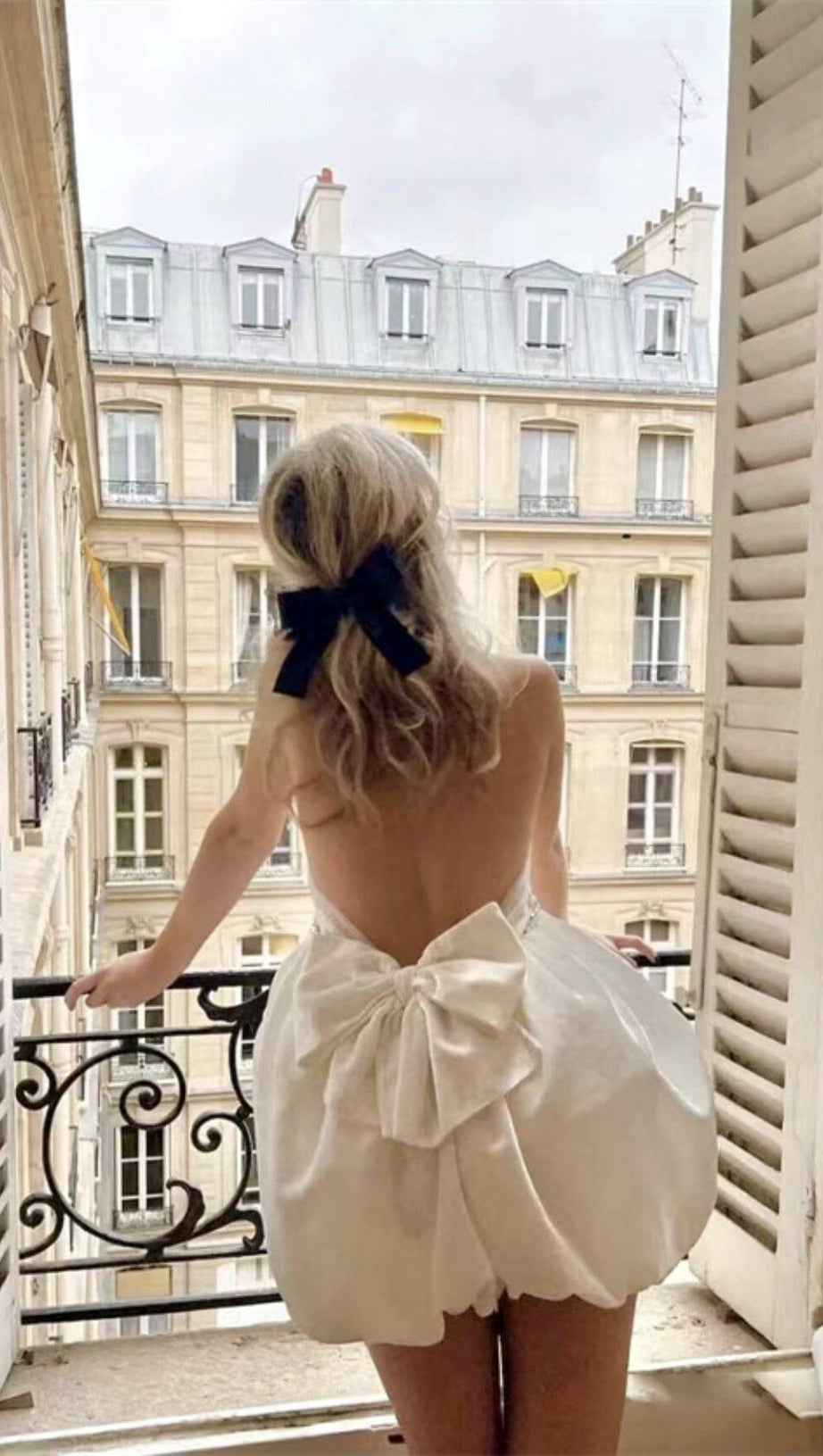 VELVET HALTERNECK MINI DRESS IN WHITE