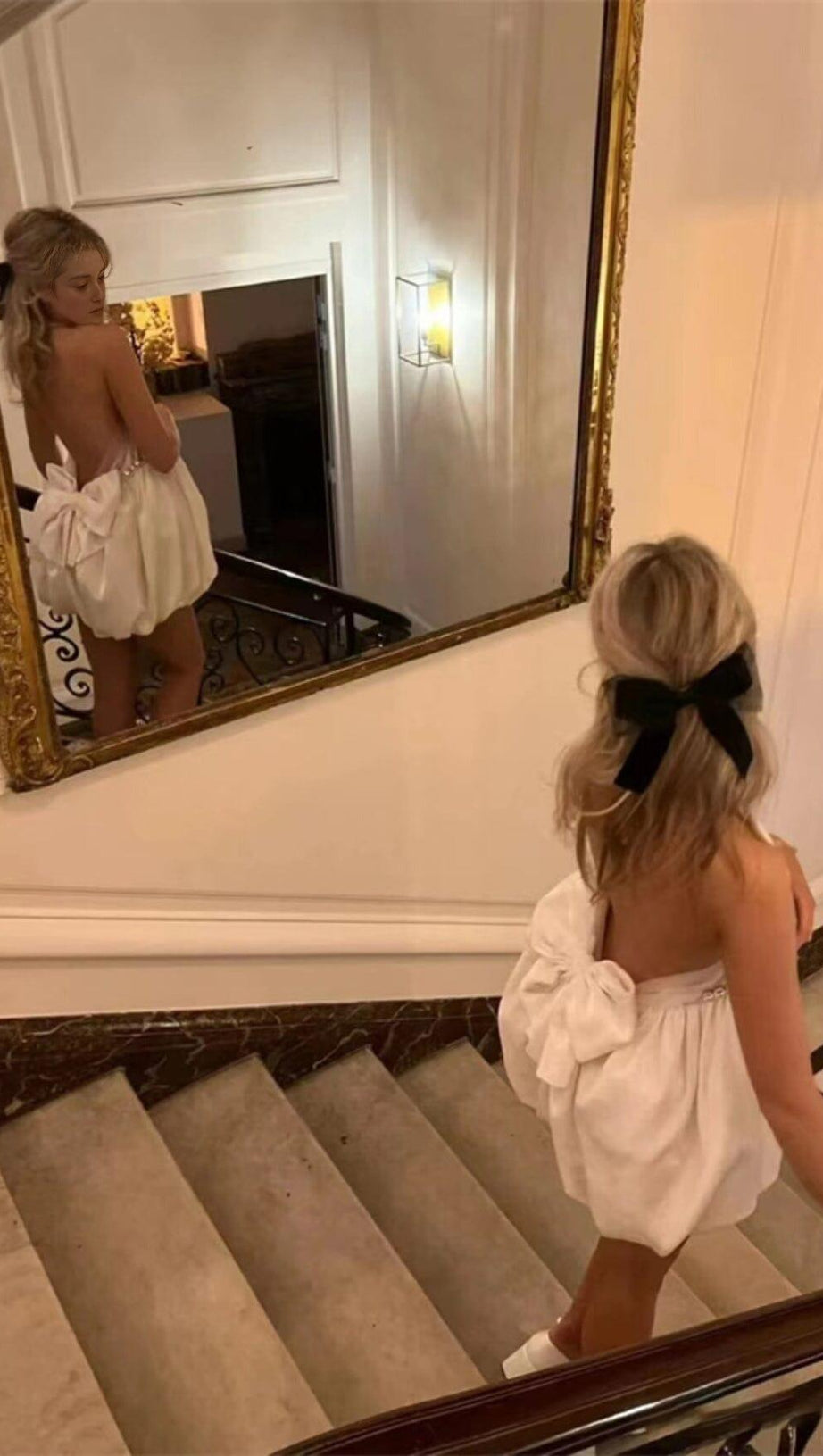 VELVET HALTERNECK MINI DRESS IN WHITE