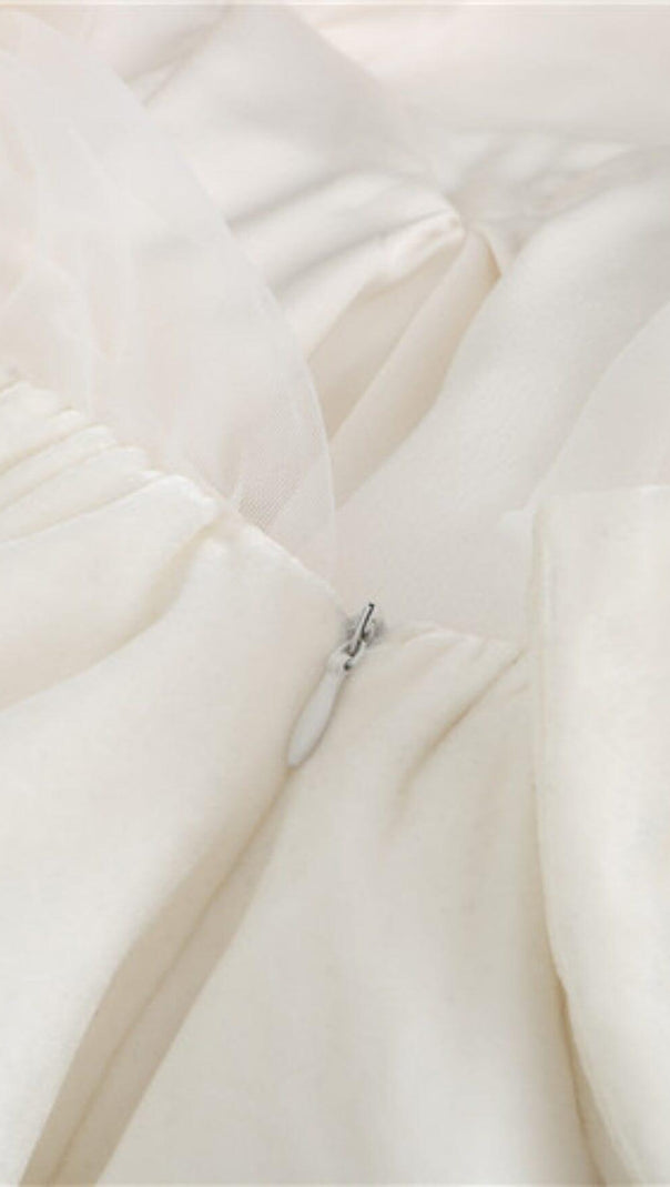 Velvet Halterneck Mini Dress in White