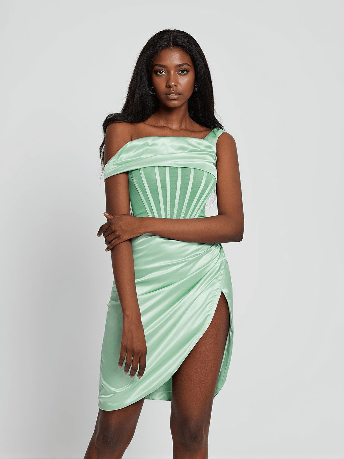 Ariella – Satin-Korsettkleid in Mint
