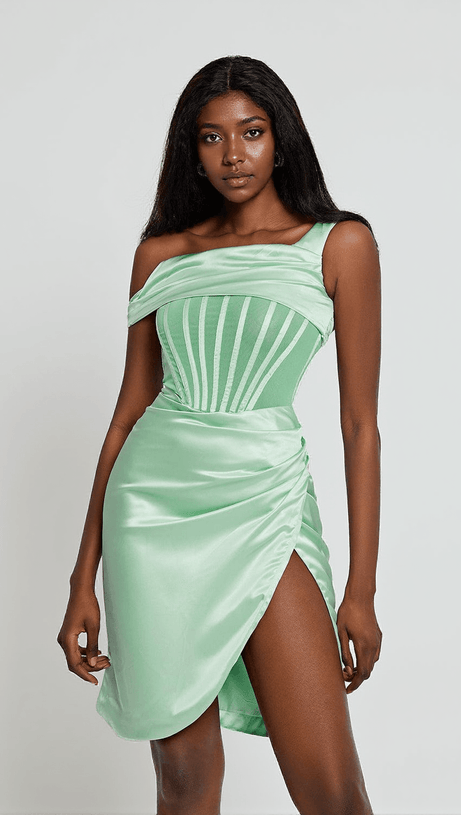 Ariella – Satin-Korsettkleid in Mint
