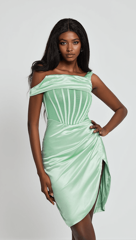 Ariella – Satin-Korsettkleid in Mint