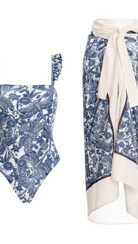 VIVIANNE DRAGONFLY PRINTED SWIMWEAR TWO PIECE SET