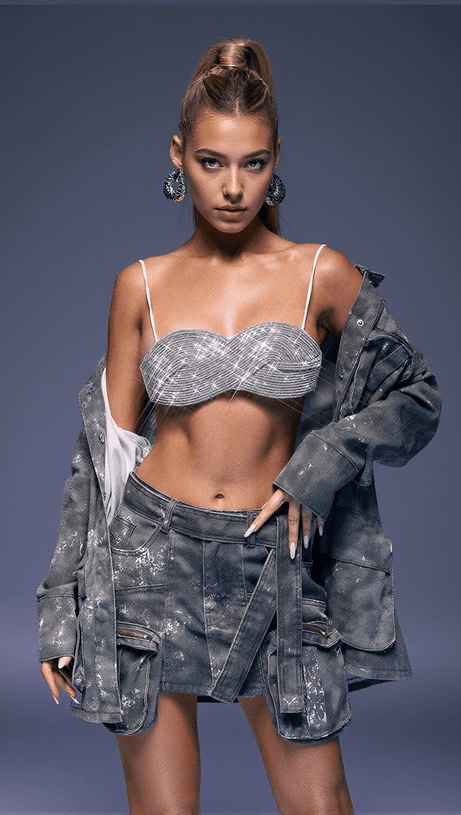 Eloisa Kristalloberteil in Silber