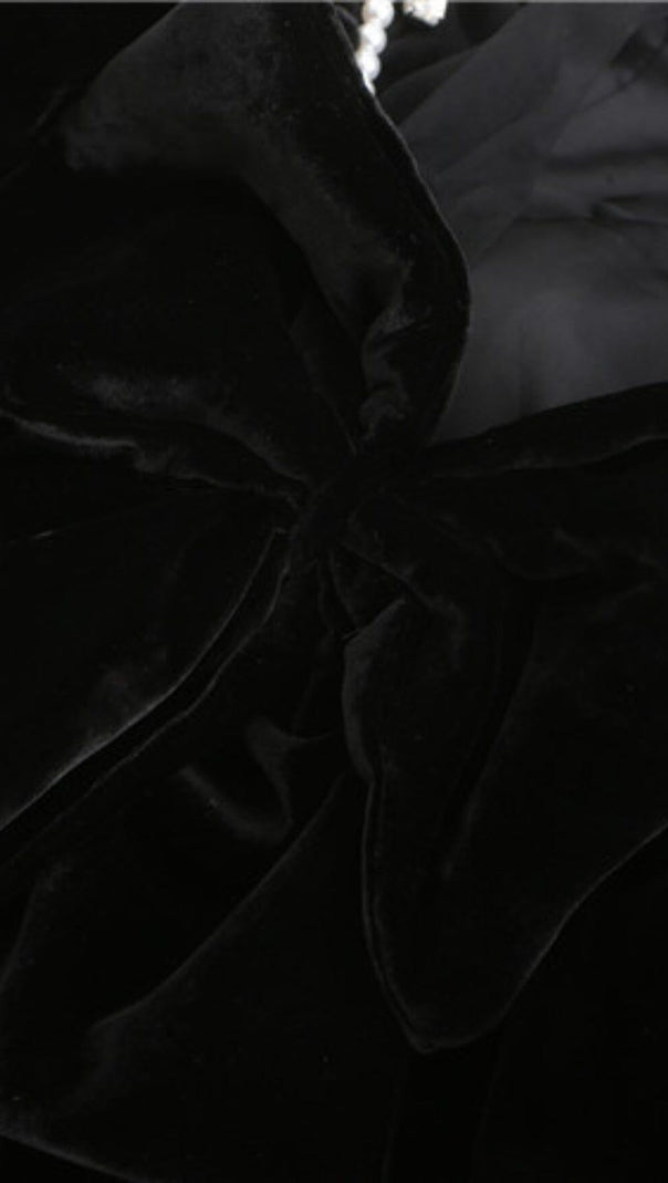 AIIZIE VELVET HALTERNECK MINI DRESS IN BLACK - product image