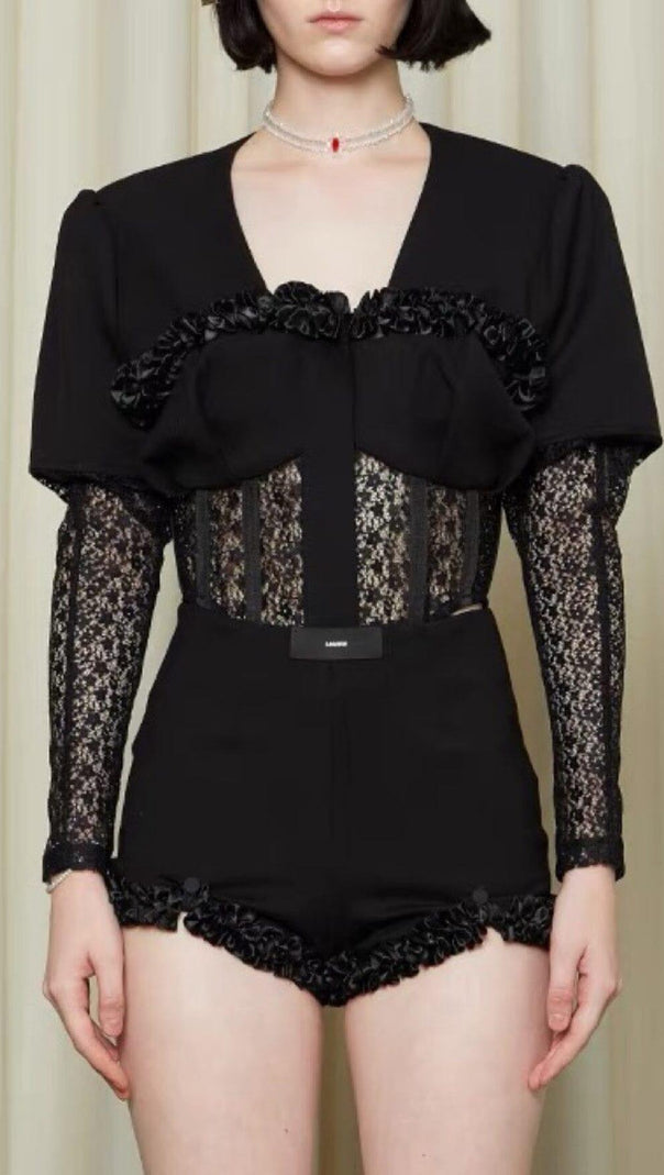 AIIZIE MESH CORSET TWO PIECES SUIT IN BLACK - product image