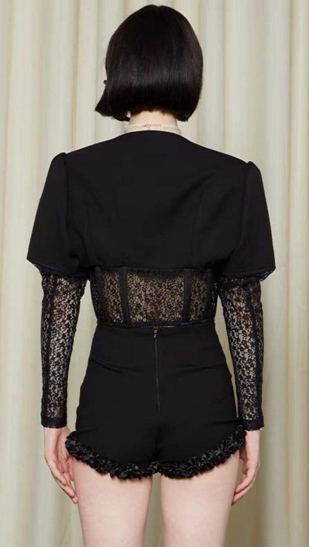 AIIZIE MESH CORSET TWO PIECES SUIT IN BLACK - product image