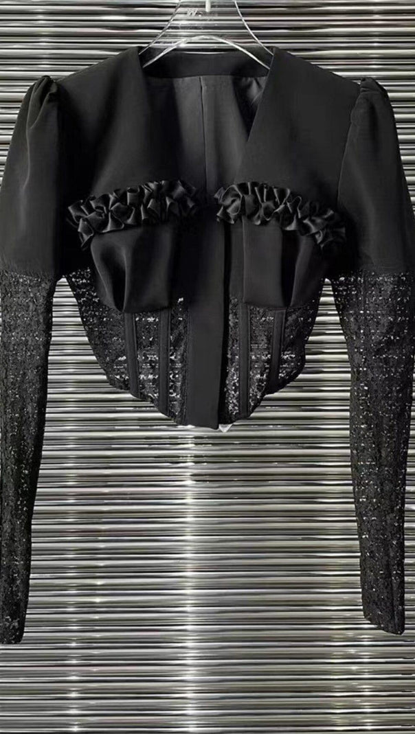 AIIZIE MESH CORSET TWO PIECES SUIT IN BLACK - product image