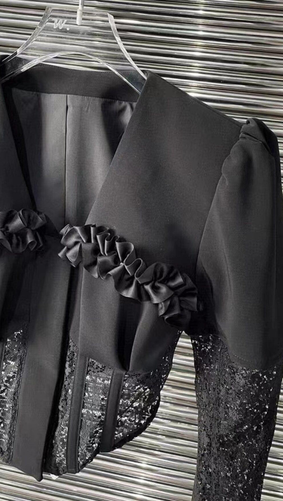 Zweiteiliger Netzkorsettanzug in Schwarz