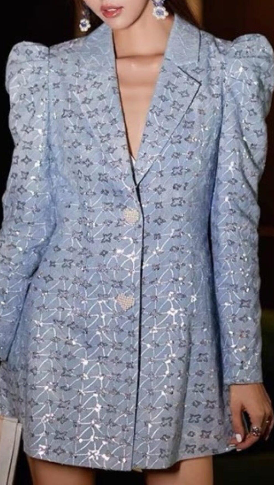 LOVE BUTTON BLAZER IN BLUE