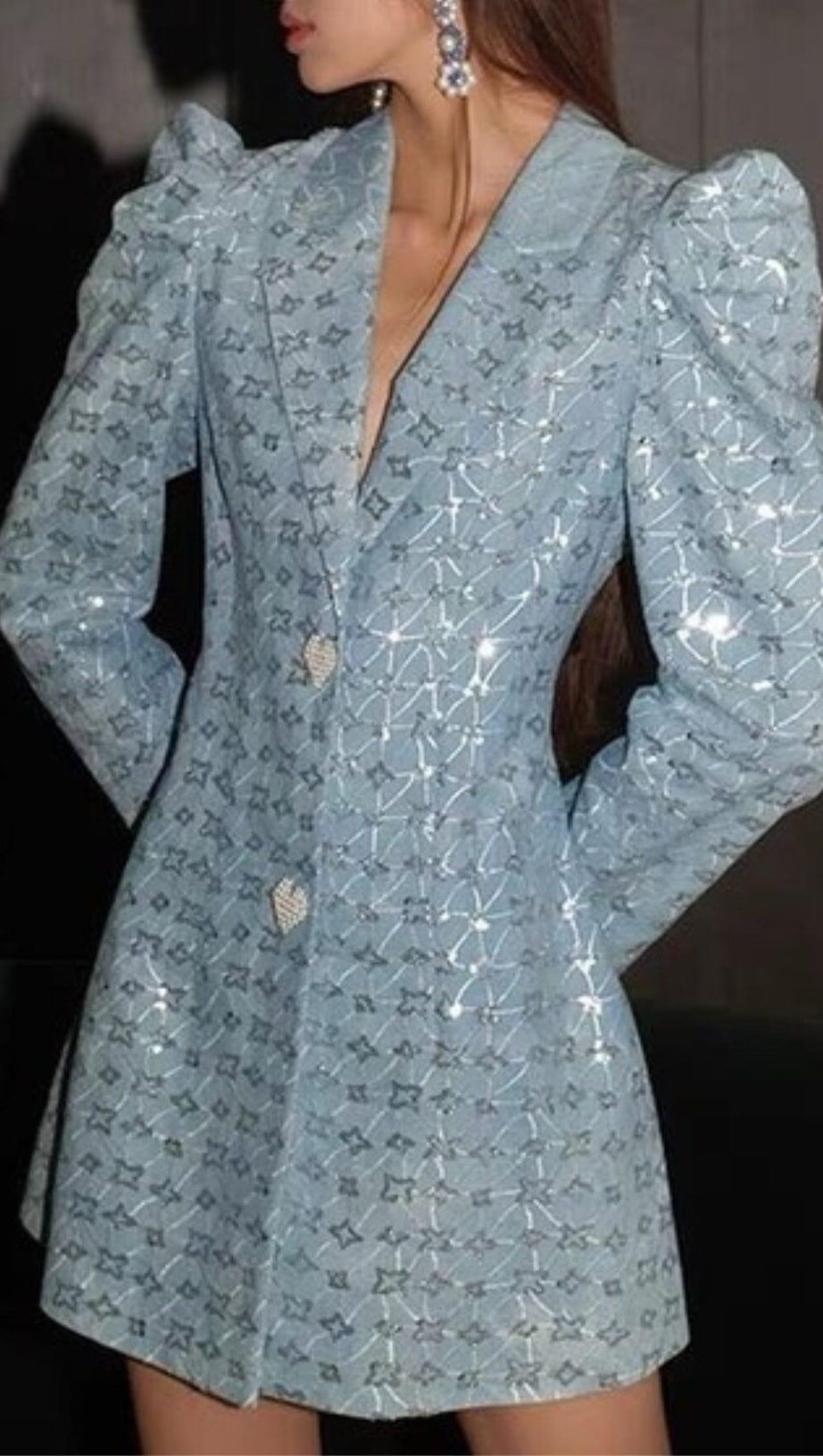 LOVE BUTTON BLAZER IN BLUE