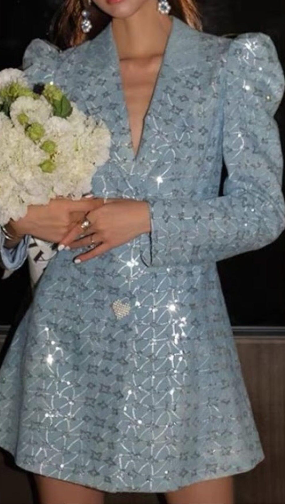 LOVE BUTTON BLAZER IN BLUE