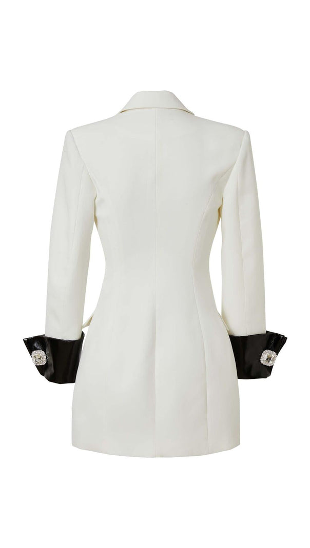 AIIZIE DIAMOND BUTTON LEATHER PATCHWORK BLAZER - product image