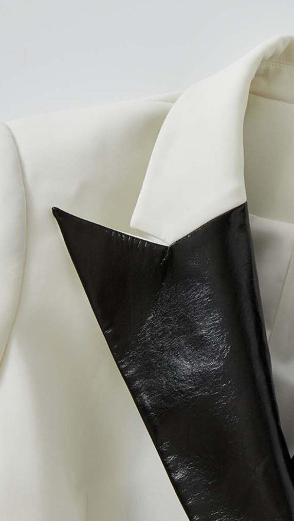 AIIZIE DIAMOND BUTTON LEATHER PATCHWORK BLAZER - product image