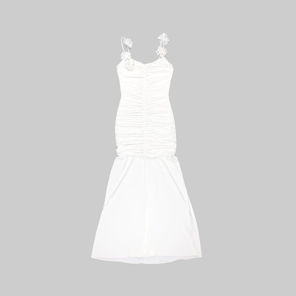 AIIZIE WHITE FLORAL SUSPENDER MAXI DRESS - product image