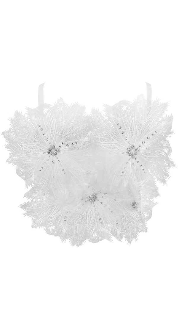 AIIZIE DIAMOND FEATHER CORSET TOP IN WHITE - product image
