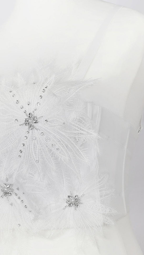 AIIZIE DIAMOND FEATHER CORSET TOP IN WHITE - product image