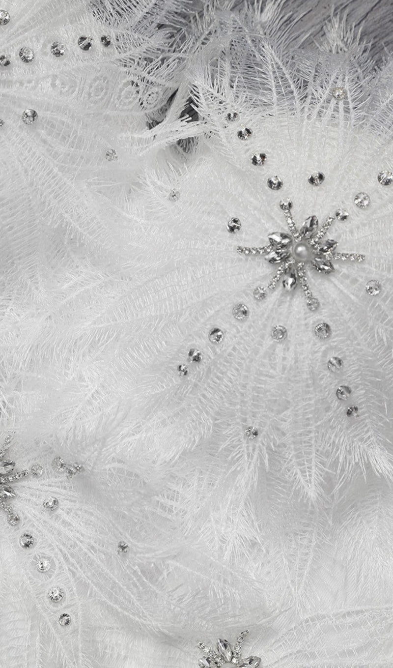 DIAMOND FEATHER CORSET TOP IN WHITE